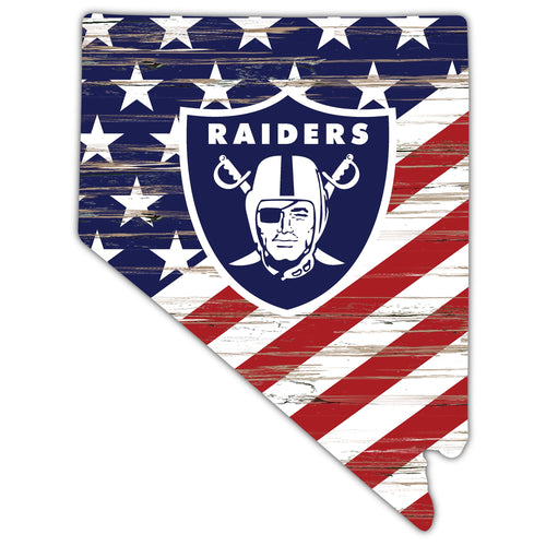 Wholesale NFL2043-American Flag State Cutout 12in / N2043-Las Vegas Raiders