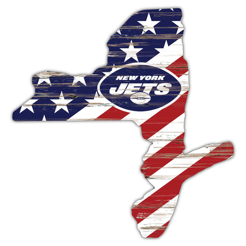 Wholesale NFL2043-American Flag State Cutout 12in / N2043-New York Jets