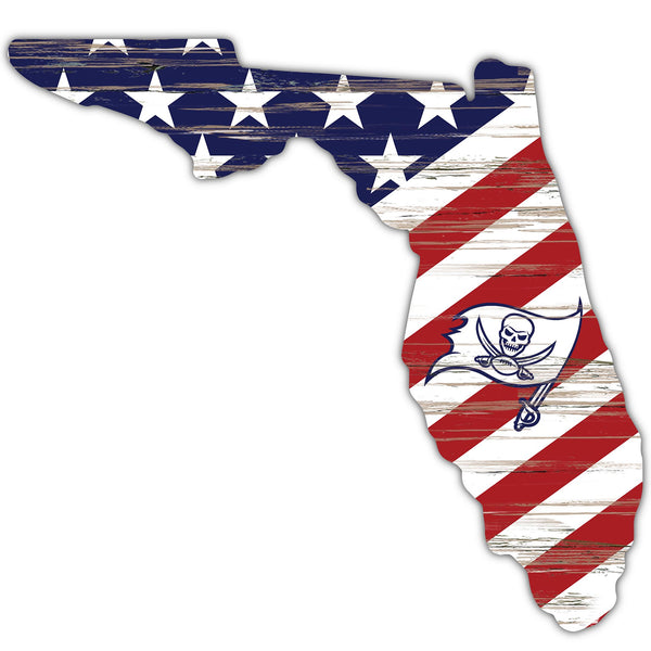 Wholesale NFL2043-American Flag State Cutout 12in / N2043-Tampa Bay Buccaneers