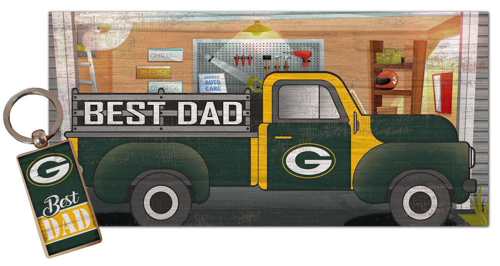 Wholesale NFL2063-Best Dad Combo Set (2051 Keychain & 1078 6x12) / N2063-Green Bay Packers