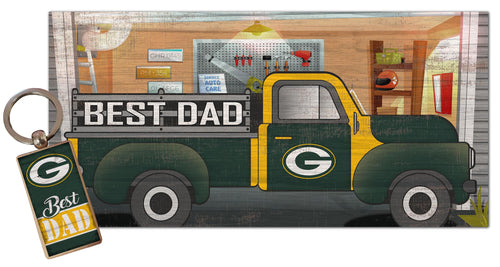 Wholesale NFL2063-Best Dad Combo Set (2051 Keychain & 1078 6x12) / N2063-Green Bay Packers