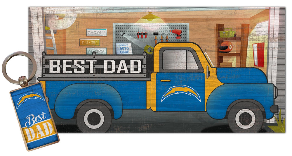 Wholesale NFL2063-Best Dad Combo Set (2051 Keychain & 1078 6x12) / N2063-Los Angeles Chargers