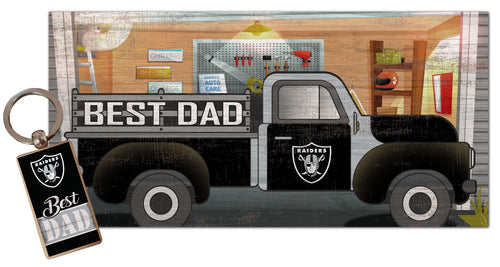 Wholesale NFL2063-Best Dad Combo Set (2051 Keychain & 1078 6x12) / N2063-Las Vegas Raiders