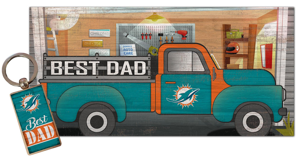 Wholesale NFL2063-Best Dad Combo Set (2051 Keychain & 1078 6x12) / N2063-Miami Dolphins