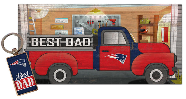 Wholesale NFL2063-Best Dad Combo Set (2051 Keychain & 1078 6x12) / N2063-New England Patriots