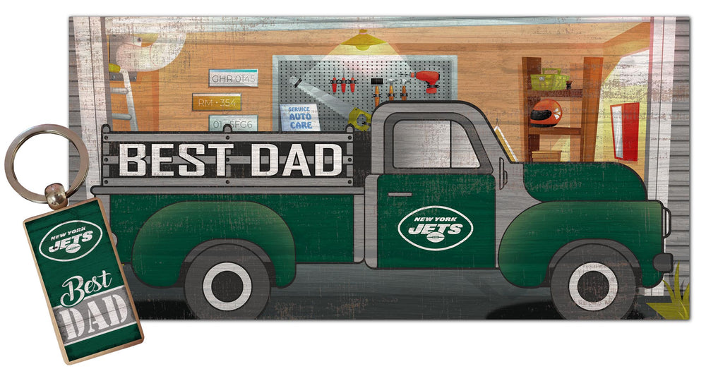 Wholesale NFL2063-Best Dad Combo Set (2051 Keychain & 1078 6x12) / N2063-New York Jets