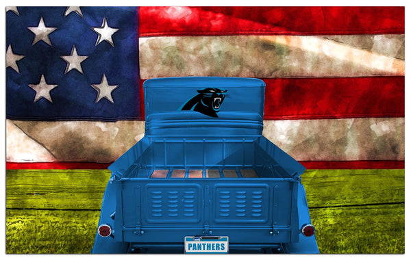 Wholesale NFL2072-Patriotic Retro Truck 11x19 / N2072-Carolina Panthers