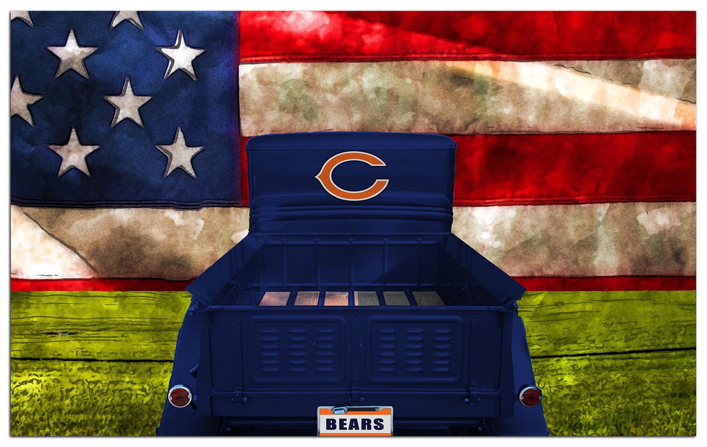 Wholesale NFL2072-Patriotic Retro Truck 11x19 / N2072-Chicago Bears