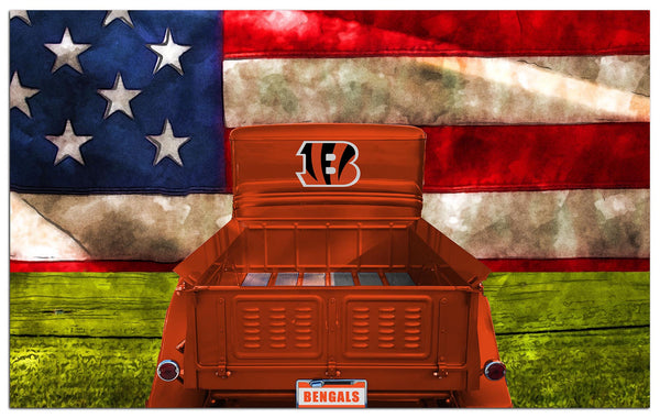 Wholesale NFL2072-Patriotic Retro Truck 11x19 / N2072-Cincinnati Bengals