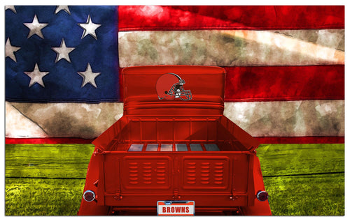 Wholesale NFL2072-Patriotic Retro Truck 11x19 / N2072-Cleveland Browns