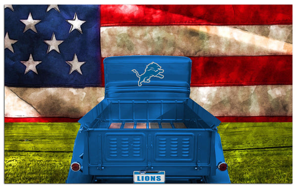Wholesale NFL2072-Patriotic Retro Truck 11x19 / N2072-Detroit Lions