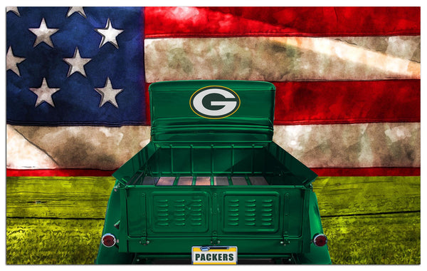 Wholesale NFL2072-Patriotic Retro Truck 11x19 / N2072-Green Bay Packers