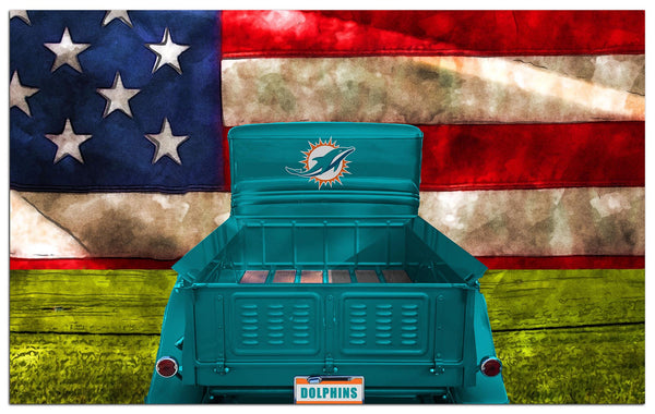 Wholesale NFL2072-Patriotic Retro Truck 11x19 / N2072-Miami Dolphins