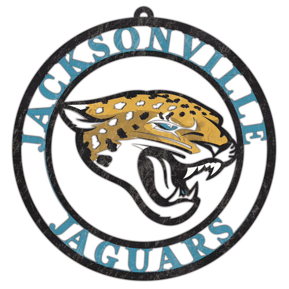 Wholesale NFL2114-Team Color Cutout Door Hanger / N2114-Jacksonville Jaguars