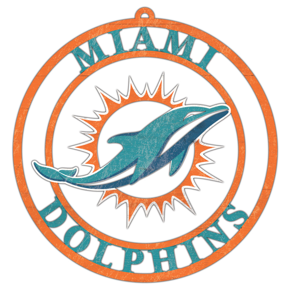 Wholesale NFL2114-Team Color Cutout Door Hanger / N2114-Miami Dolphins