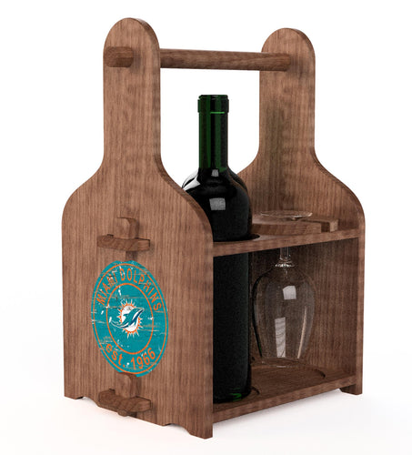 Wholesale NFL2120-Picnic Wine Holder / With Wine / N2120-Miami Dolphins