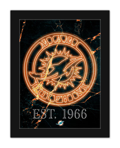Wholesale NFL2129-Neon Circle Logo 12x16 / N2129-Miami Dolphins