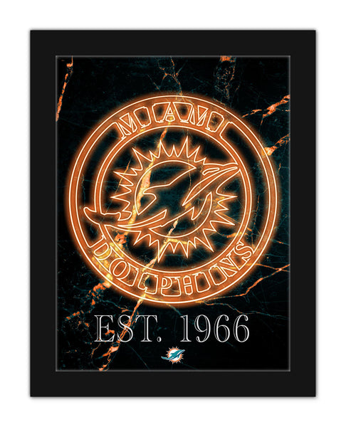 Wholesale NFL2129-Neon Circle Logo 12x16 / N2129-Miami Dolphins