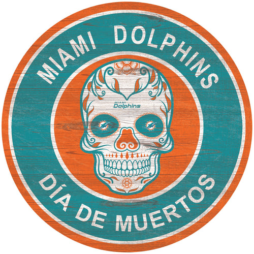 Wholesale NFL2141-Sugar Skull Circle / N2141-Miami Dolphins