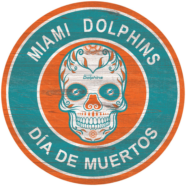 Wholesale NFL2141-Sugar Skull Circle / N2141-Miami Dolphins