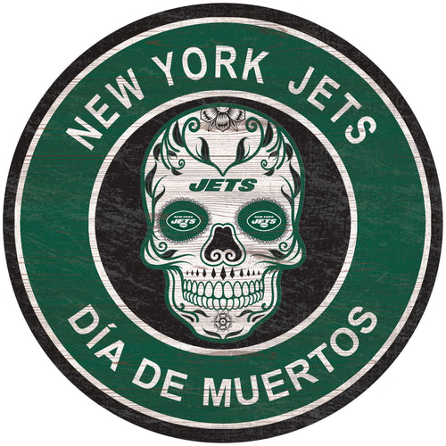Wholesale NFL2141-Sugar Skull Circle / N2141-New York Jets