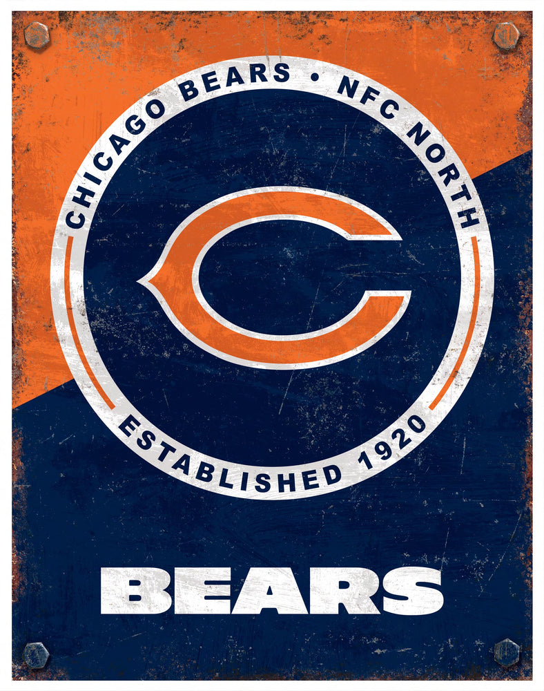 Wholesale NFL2164-Two Tone Metal Sign / N2164-Chicago Bears