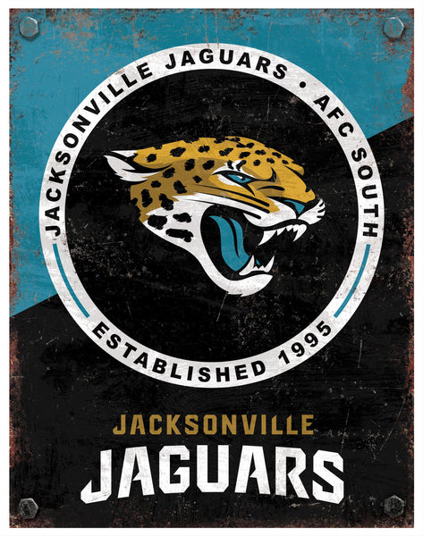 Wholesale NFL2164-Two Tone Metal Sign / N2164-Jacksonville Jaguars