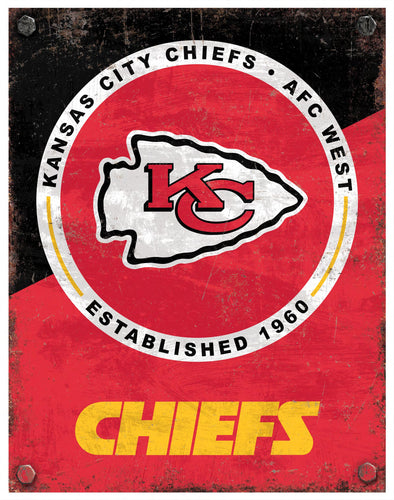 Wholesale NFL2164-Two Tone Metal Sign / N2164-Kansas City Chiefs