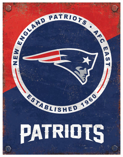 Wholesale NFL2164-Two Tone Metal Sign / N2164-New England Patriots