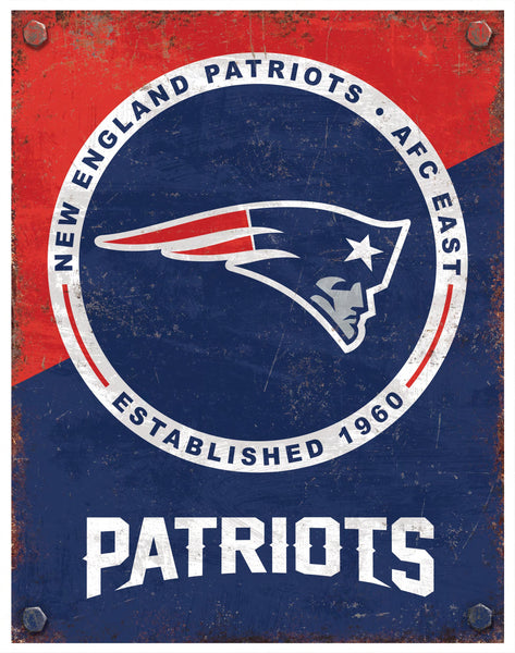 Wholesale NFL2164-Two Tone Metal Sign / N2164-New England Patriots
