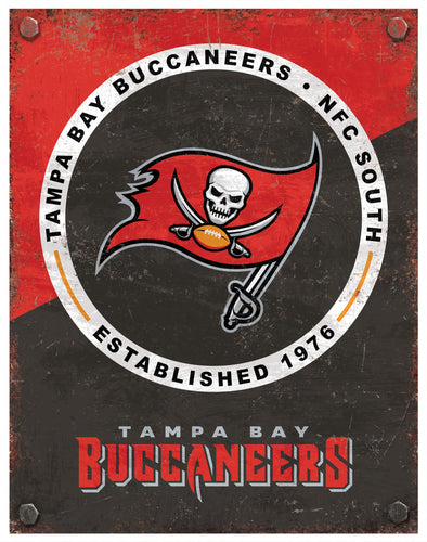 Wholesale NFL2164-Two Tone Metal Sign / N2164-Tampa Bay Buccaneers
