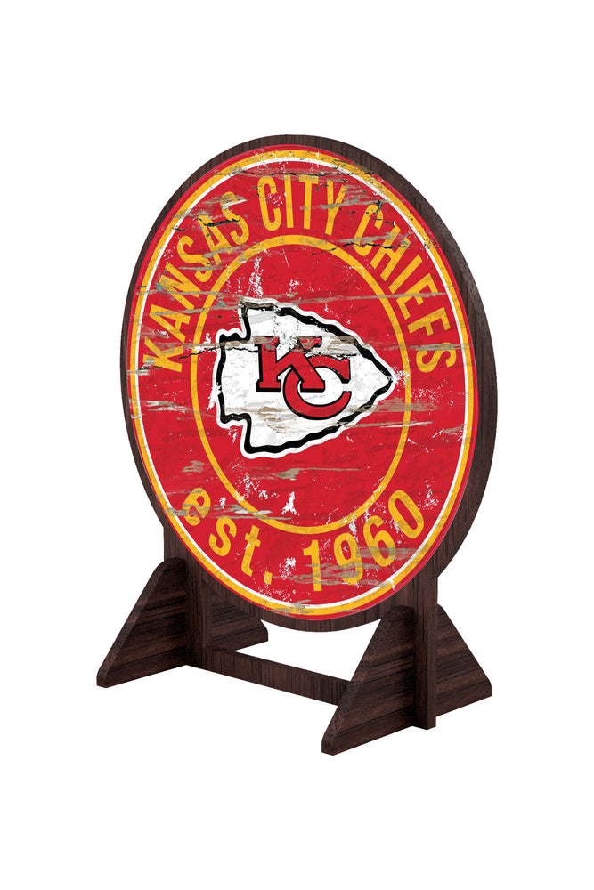 Wholesale NFL2187-Desktop Circle Logo Stand / N2187-Kansas City Chiefs