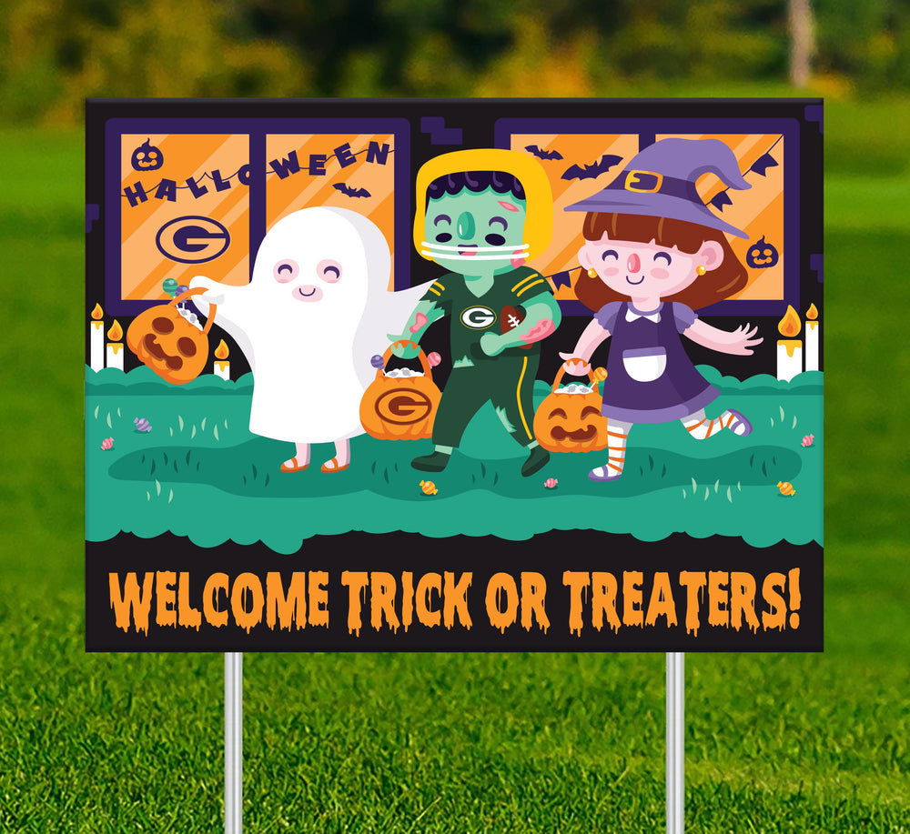 Wholesale NFL2232-Welcome Trick or Treaters Yard Sign / N2232-Green Bay Packers