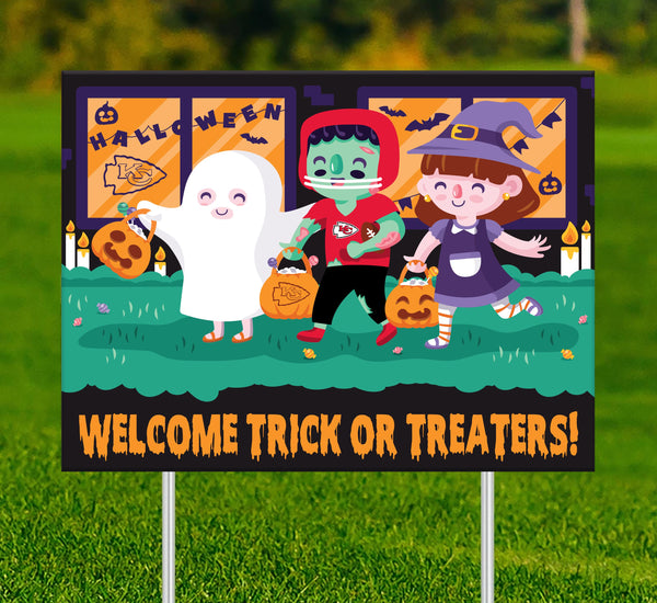 Wholesale NFL2232-Welcome Trick or Treaters Yard Sign / N2232-Kansas City Chiefs