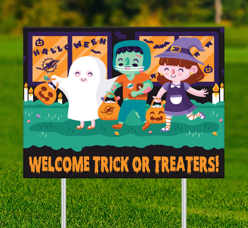 Wholesale NFL2232-Welcome Trick or Treaters Yard Sign / N2232-Miami Dolphins