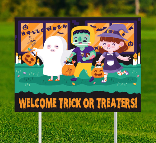 Wholesale NFL2232-Welcome Trick or Treaters Yard Sign / N2232-Minnesota Vikings