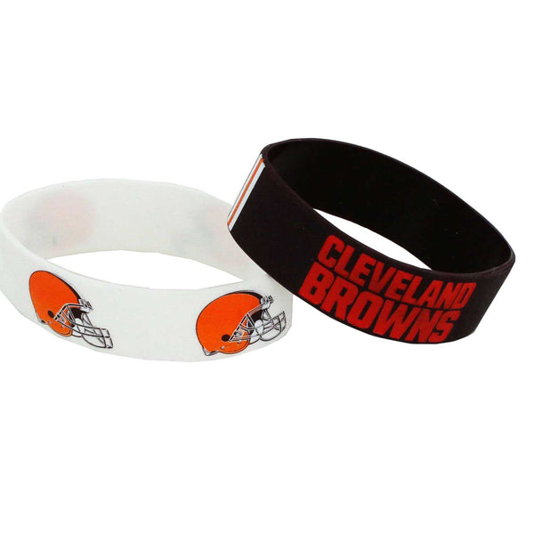WHOLESALE CLEVELAND BROWNS WIDE BRACELETS (2-PACK)