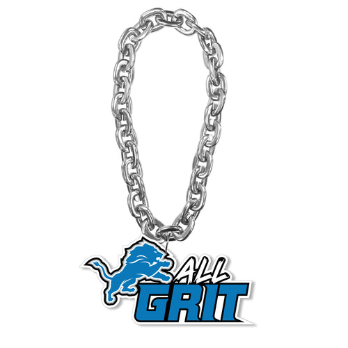 WHOLESALE DETROIT LIONS 'ALL GRIT' (SILVER) FAN CHAIN
