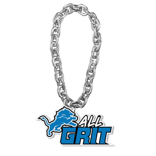 WHOLESALE DETROIT LIONS 'ALL GRIT' (SILVER) FAN CHAIN