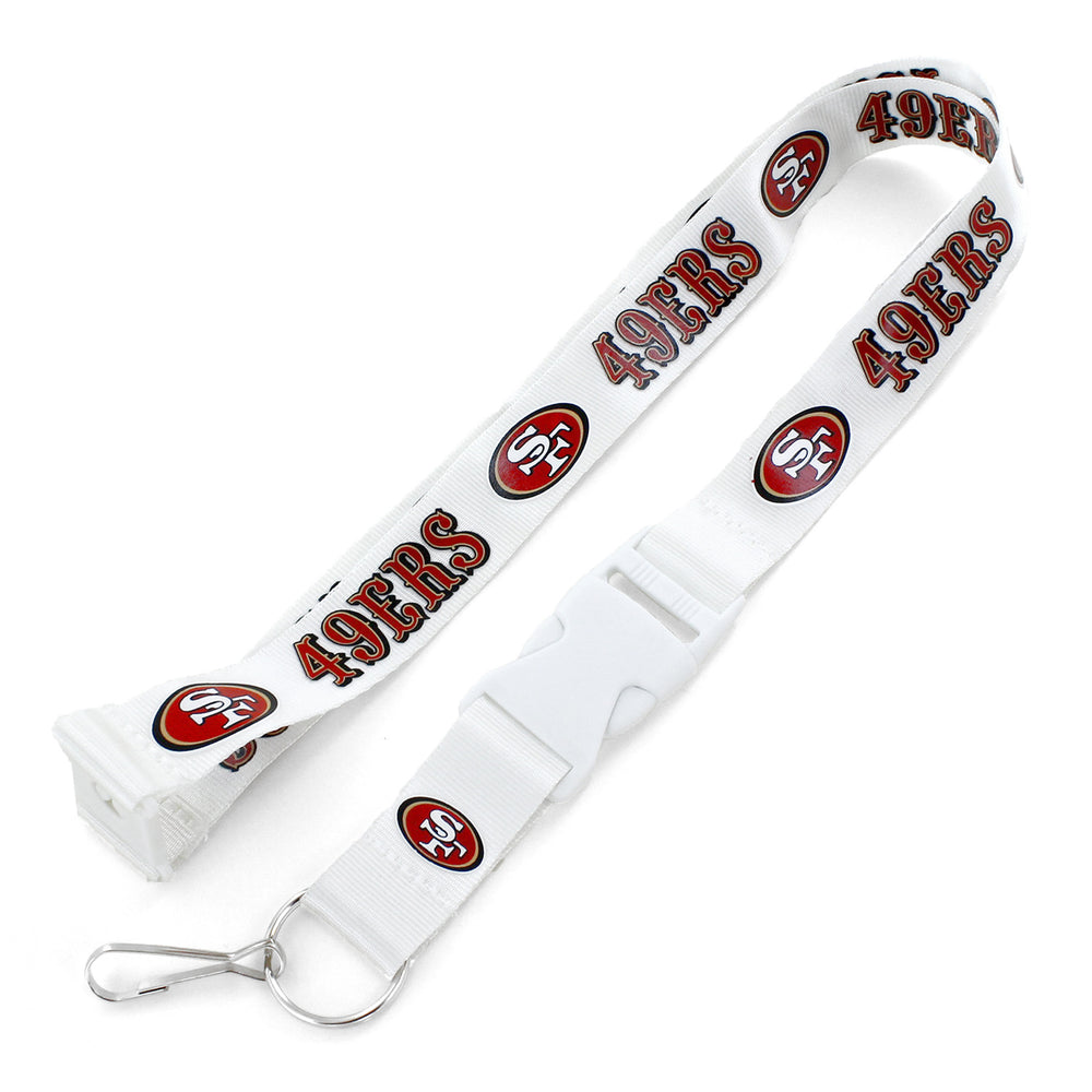 WHOLESALE SAN FRANCISCO 49ERS (WHITE W/WHT BUCKLE) TEAM LANYARD