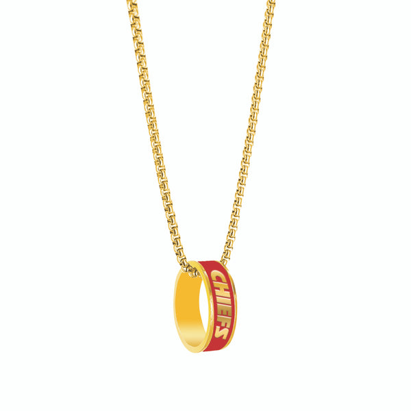 WHOLESALE KANSAS CITY CHIEFS (GOLD) FASHION RING PENDANT NECKLACE