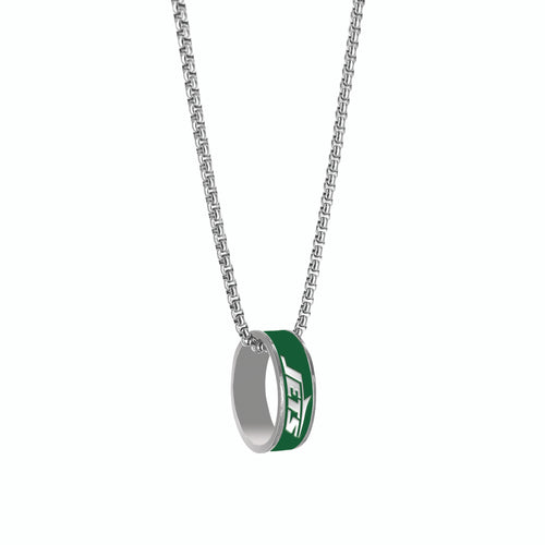 WHOLESALE NEW YORK JETS (SILVER) FASHION RING PENDANT NECKLACE