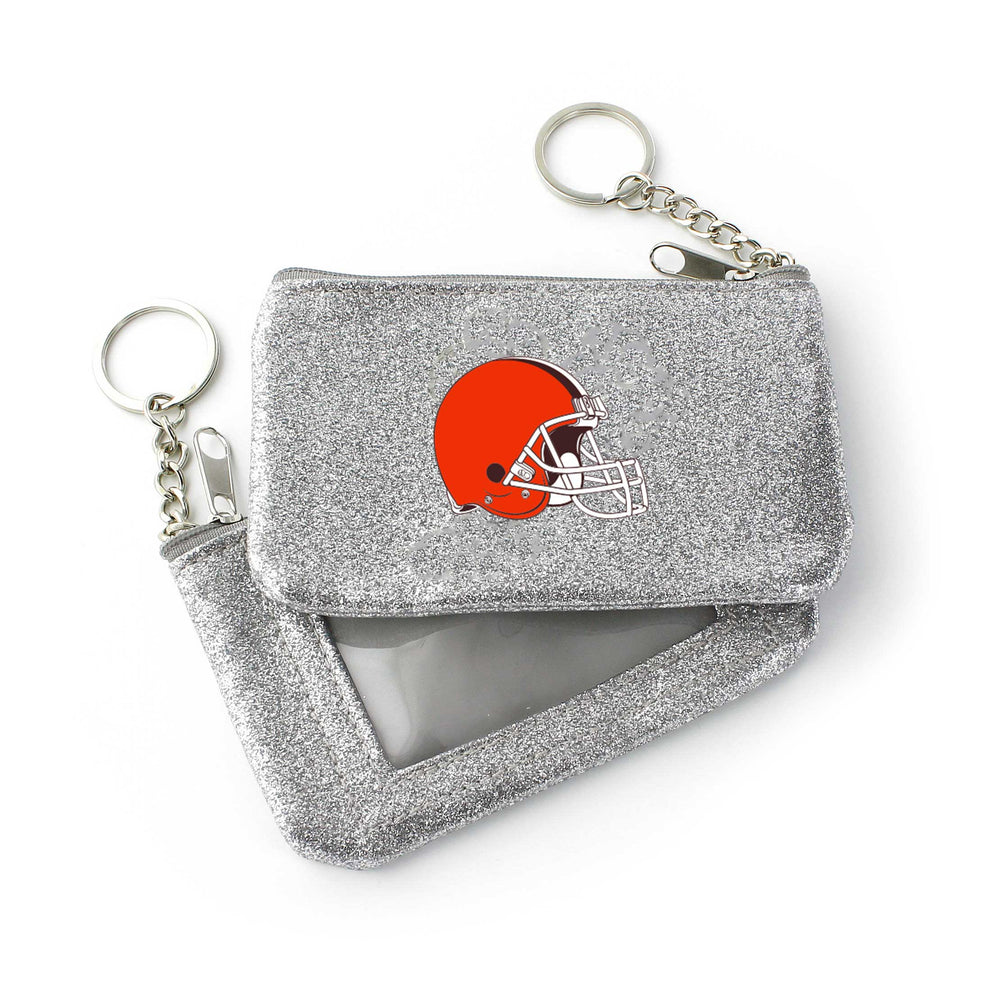 WHOLESALE CLEVELAND BROWNS (SILVER) SPARKLE COIN PURSE (OC)