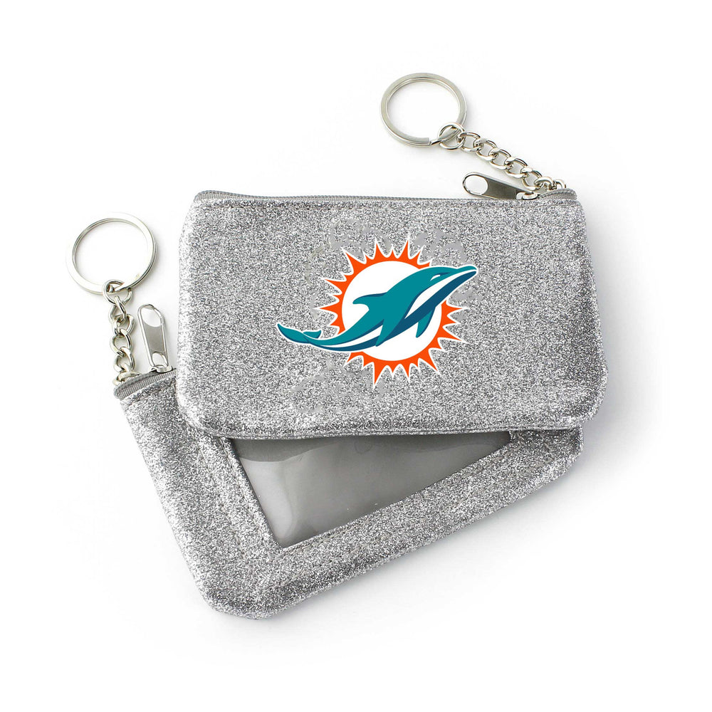 WHOLESALE MIAMI DOLPHINS (SILVER) SPARKLE COIN PURSE (OC)