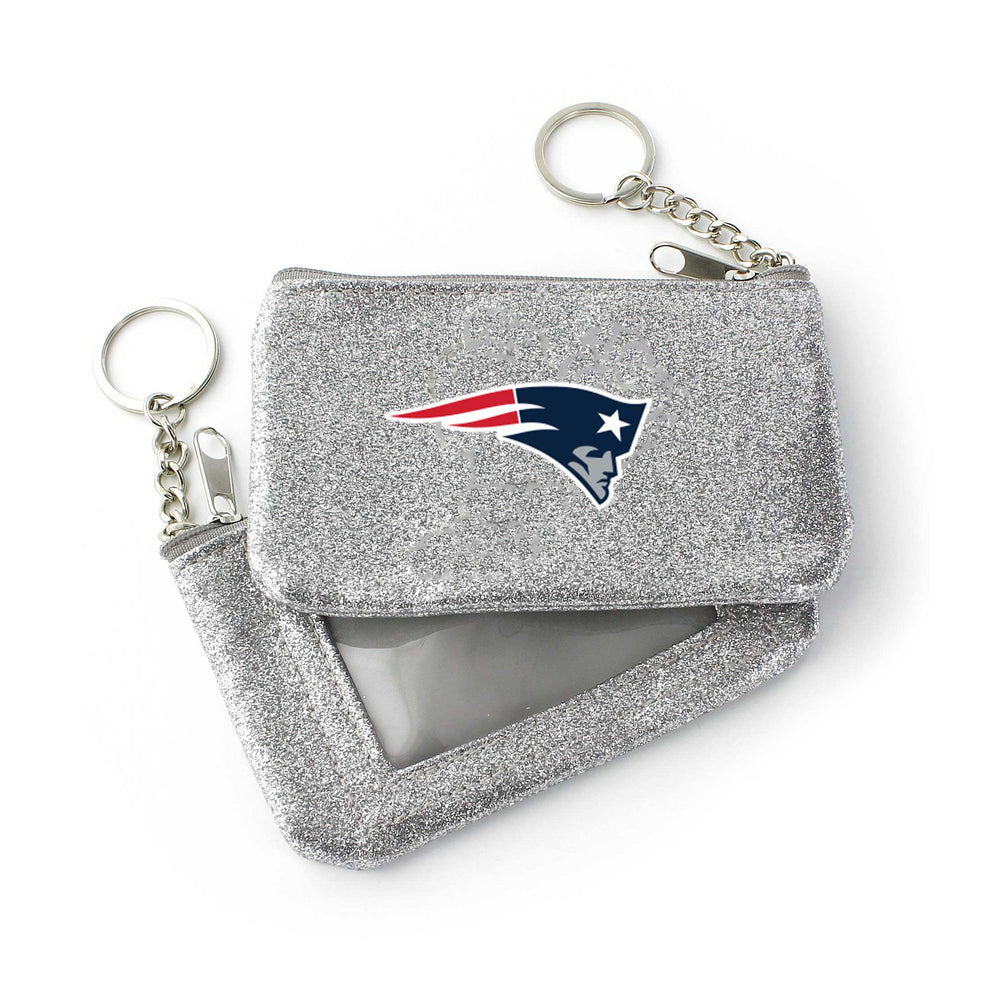WHOLESALE NEW ENGLAND PATRIOTS (SILVER) SPARKLE COIN PURSE (OC)