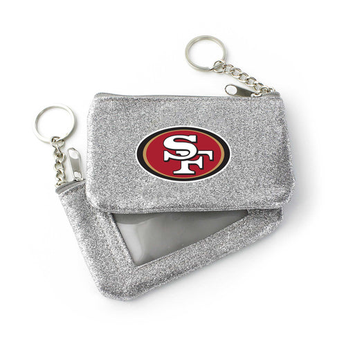 WHOLESALE SAN FRANCISCO 49ERS (SILVER) SPARKLE COIN PURSE (OC)