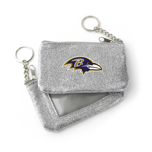WHOLESALE BALTIMORE RAVENS (SILVER) SPARKLE COIN PURSE (OC)