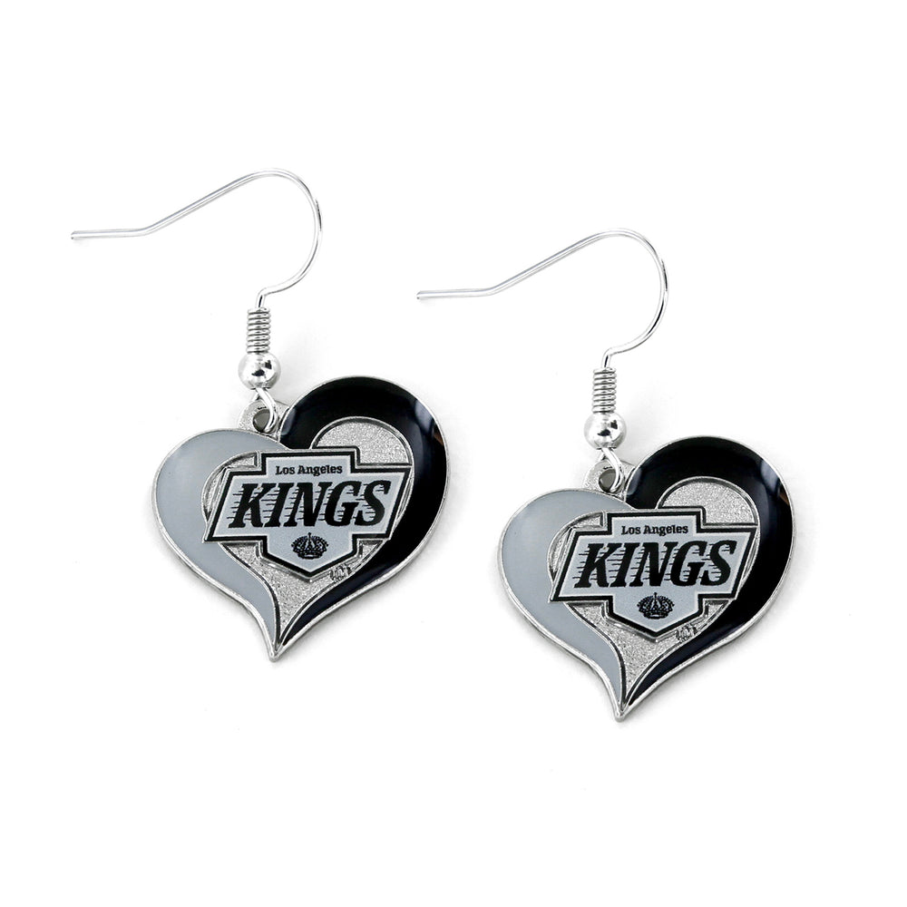 WHOLESALE LOS ANGELES KINGS SWIRL HEART EARRINGS