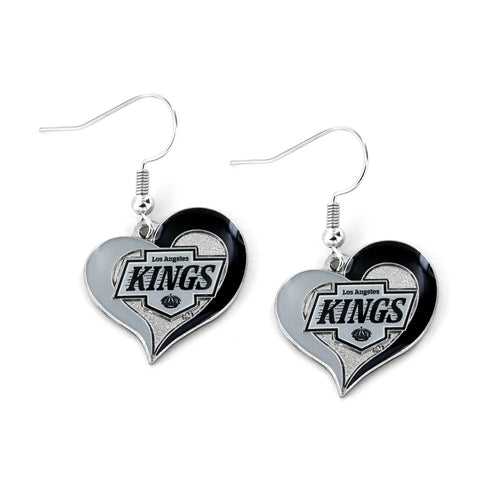 WHOLESALE LOS ANGELES KINGS SWIRL HEART EARRINGS