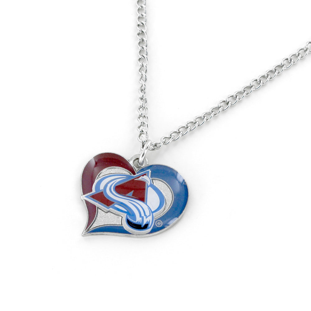 WHOLESALE COLORADO AVALANCHE SWIRL HEART NECKLACE